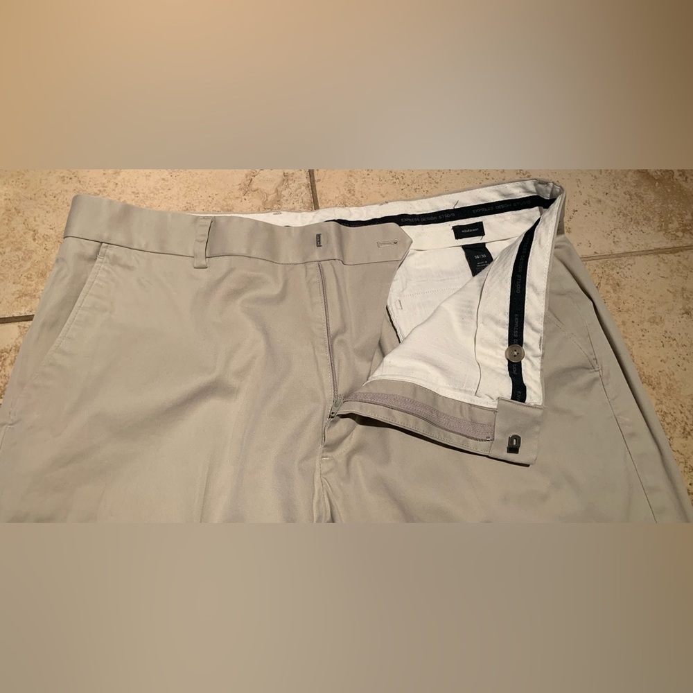Express Khaki Stretch Cotton-Blend Suit Pant - Picture 6 of 10
